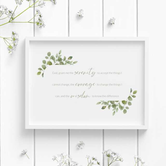 Serenity Prayer Print - Inspirational Landscape Wall Art Reinhold Niebuhr Quote Recovery Gift Mindful Decor Unframed - image 1