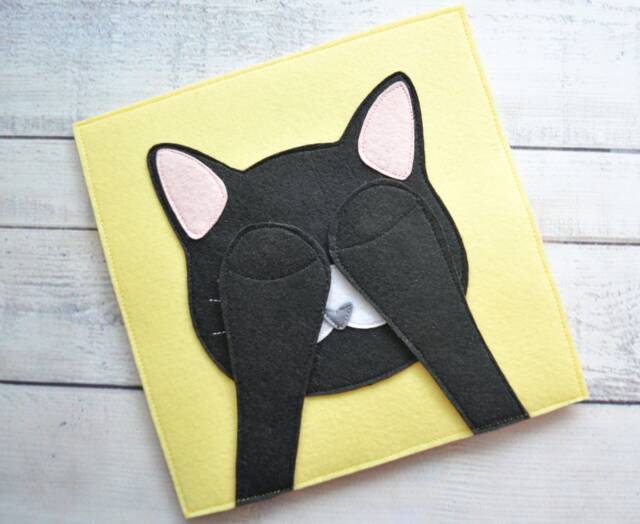 Felt Quiet Book Page Cat Peekaboo Montessori Travel Toy - image 1