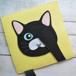 Felt Quiet Book Page Cat Peekaboo Montessori Travel Toy - thumbnail 3