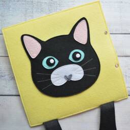 Felt Quiet Book Page Cat Peekaboo Montessori Travel Toy - thumbnail 4