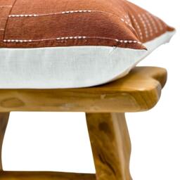 Rust With White Woven Stripes Pillow Cover, White & Rust Pillow, Farmhouse Stripes On Textured Pillow Fall Decor - thumbnail 3