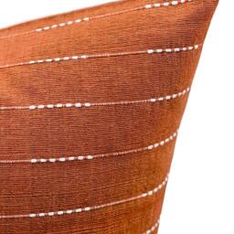 Rust With White Woven Stripes Pillow Cover, White & Rust Pillow, Farmhouse Stripes On Textured Pillow Fall Decor - thumbnail 2