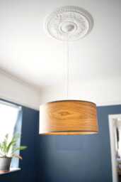 Extra Large 50 cm/20 Inch Walnut Pendant Lampshade, Wooden Ceiling Veneer Drum Light Shade With Matching Cord Cable Cover Plate - thumbnail 1