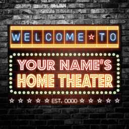 Personalised Home Theater Cinema Room Neon Effect Sign Wall Decor Your Name Metal Plaque - thumbnail 1