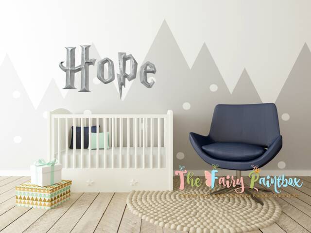 Prismatic Wall Letters Wizard Academy Art, 3D Lightning Letters, Nursery Room Decor, Baby Name Sign Silver - image 1