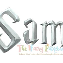 Prismatic Wall Letters Wizard Academy Art, 3D Lightning Letters, Nursery Room Decor, Baby Name Sign Silver - thumbnail 3