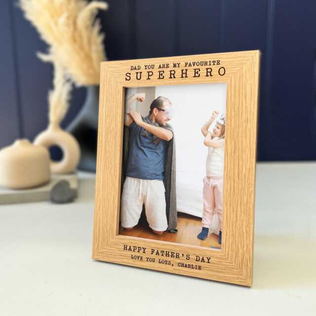 Superhero Dad Picture Frame - Personalized Father's Day Gift Best Birthday For Dad, Stepdad Happy From Son Or Daughter - image 1