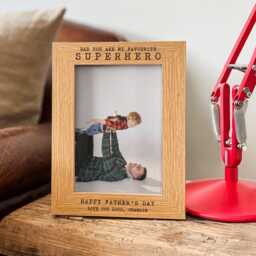 Superhero Dad Picture Frame - Personalized Father's Day Gift Best Birthday For Dad, Stepdad Happy From Son Or Daughter - thumbnail 4