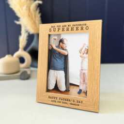 Superhero Dad Picture Frame - Personalized Father's Day Gift Best Birthday For Dad, Stepdad Happy From Son Or Daughter - thumbnail 1
