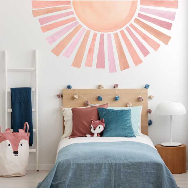 Sunshine Removable Wall Sticker, Watercolour Sun, Girls Boys Nursery Room, Toddler Bedroom, Kids Playroom