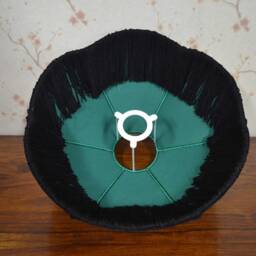 Hand-stitched Silk Lampshade Green Secret Garden Print With Black Rayon Fringe - thumbnail 2