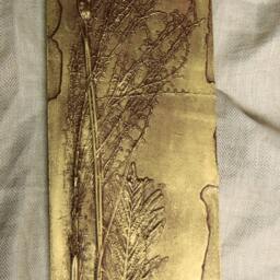 Bas Relief Wall Sculpture Autumn Grasses & Ferns Original Art Piece Unique Home Decor Office Nature Enthusiast Gift Idea Gold Tile - thumbnail 4
