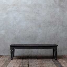 Black Reclaimed Teak Coffee Table - Hand-Carved Oval Wooden - thumbnail 3