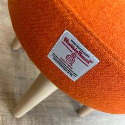 Orange Harris Tweed Footstool With Varnished Wooden Legs - thumbnail 2