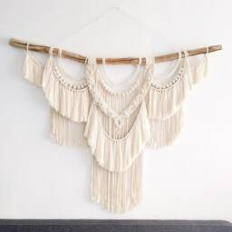 Large Macrame Backdrop, Extra Large Wall Decor With Tassels, Home & Living Decor, Terracotta Living Room Wall - thumbnail 2
