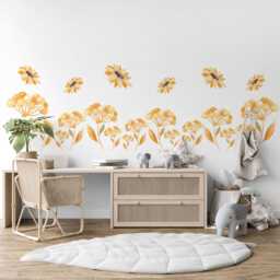 Sunflower Wall Stickers Floral Nursery Decor Yellow Flower Decals Wildflower Bedroom Peel & Stick Art - thumbnail 3