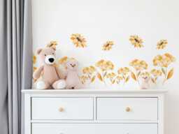 Sunflower Wall Stickers Floral Nursery Decor Yellow Flower Decals Wildflower Bedroom Peel & Stick Art - thumbnail 1