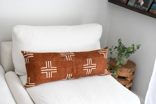 Handmade African Mud Cloth Pillow Case - Brown Mudcloth Cushion Accent - image 1