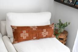 Handmade African Mud Cloth Pillow Case - Brown Mudcloth Cushion Accent - thumbnail 1