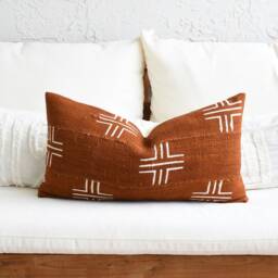 Handmade African Mud Cloth Pillow Case - Brown Mudcloth Cushion Accent - thumbnail 4