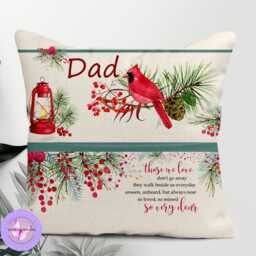 Personalised Memorial Cushion With Pocket - Cardinal Remembrance Pillow For Dad Memory Gift Christmas Bereavement Keepsake 40cm - thumbnail 1