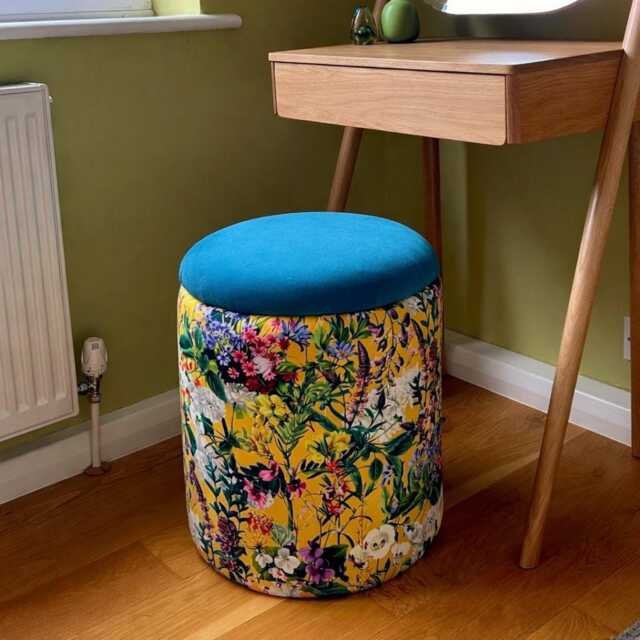 Handmade Floral Velvet Storage Ottoman Mix & Match Patterned Dressing Table Stool - image 1