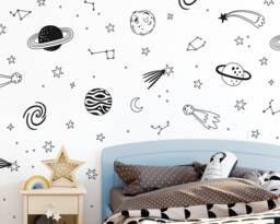 Space Wall Decals - Nursery Decals, Star Kids Room Decor, Stickers