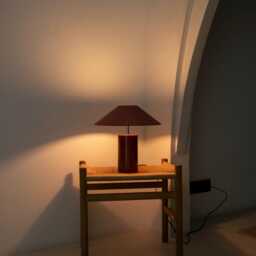 Handmade Ceramic Table Lamp, A Lighting & Decorative Object. Orange Base Pink Ribbon Shade - thumbnail 2