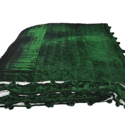 Emerald Green Velvet Quilt, Quilt King, Lap Size Handmade Bedspread, Pick Stitch Pom Comforter, Christmas - thumbnail 2