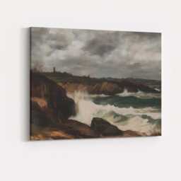 Dramatic Rocky Coastline Ocean Waves Seascape Painting Canvas Wall Art Print Decor Picture Ready To Hang - thumbnail 4