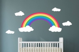 Rainbow Wall Decals - & Clouds Kids Room Decal Reusable Wall Decal Girls