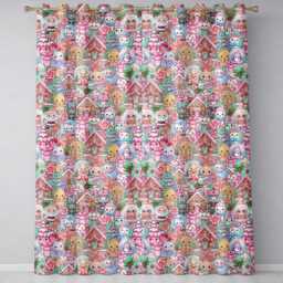 Cute Christmas Gingerbread Candy Festive Green Background Seamless Pattern Readymade Eyelet Ring Top Thermal 100% Blackout Curtains - thumbnail 2