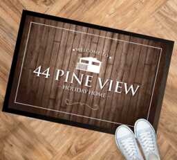 Personalised Holiday Home Door Mat - Static Caravan Wood Effect 60 X 40cm, Cabin Entrance - thumbnail 1