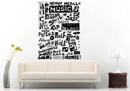 Music Related Words Genres Instruments Devices Wall Decal Vinyl Sticker Mural Room Decor L723 - thumbnail 1