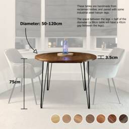 Round Dining Table/ Any Size/ Rustic Table/Home Decor/ New Home/ Hairpin Legs/ Wooden Kitchen Table - thumbnail 2