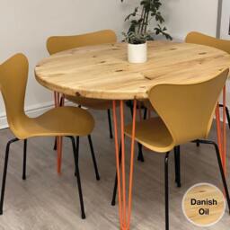 Round Dining Table/ Any Size/ Rustic Table/Home Decor/ New Home/ Hairpin Legs/ Wooden Kitchen Table - thumbnail 3