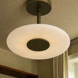 Raw Brass Sputnik Chandelier - Mid Century Modern Marble Ceiling Light - thumbnail 2