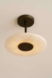 Raw Brass Sputnik Chandelier - Mid Century Modern Marble Ceiling Light
