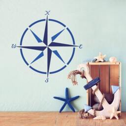 Mariner's Compass Stencil - Nautical For Diy Wall Decor Perfect A Nursery - thumbnail 1