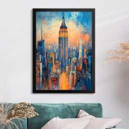 New York Empire State Abstract Oil Painting Framed Print & Canvas Large Sizes Wall Art Poster Travel Home Decor Interior Usa Gift - thumbnail 4