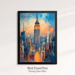 New York Empire State Abstract Oil Painting Framed Print & Canvas Large Sizes Wall Art Poster Travel Home Decor Interior Usa Gift - thumbnail 2