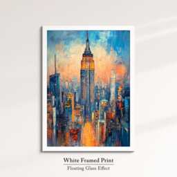 New York Empire State Abstract Oil Painting Framed Print & Canvas Large Sizes Wall Art Poster Travel Home Decor Interior Usa Gift - thumbnail 3