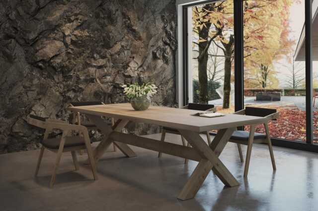 Hardwood Solid Oak Dining Table With Wooden Frame 211 Farmhouse - Industrial Rustic Handmade Kitchen 084 - image 1
