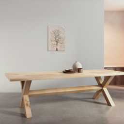 Hardwood Solid Oak Dining Table With Wooden Frame 211 Farmhouse - Industrial Rustic Handmade Kitchen 084 - thumbnail 3