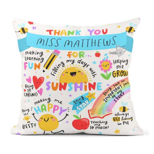Personalised Thank You Teacher Cushion - End Of School Gift, For Teacher, Teaching Assistant, Appreciation Gift From Student, Linen - image 1