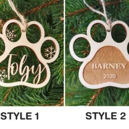 Personalised Name Christmas Ornament For Pet Lovers, Paw Shaped Bauble Wit Custom Dog's - thumbnail 3