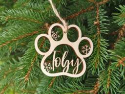 Personalised Name Christmas Ornament For Pet Lovers, Paw Shaped Bauble Wit Custom Dog's - thumbnail 1