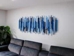 Blue Wood Wall Art - Contemporary Modern Soundwave