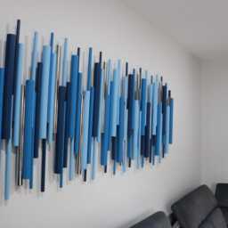 Blue Wood Wall Art - Contemporary Modern Soundwave - thumbnail 3