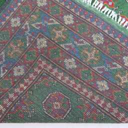 5x8 Green Afghan Rug Turkmen Tribal Bukhara Rug, Hand Knotted Veg Dyes Wool Oriental Traditional Area Bedroom Living Room - thumbnail 4